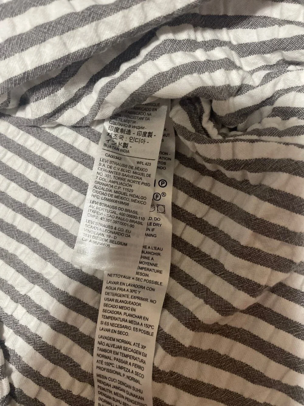 Levi's Octavia Lightweight Striped Seersucker Pullover 1/4 Zip Jacket Men's XL